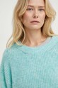 American Vintage sweter z domieszką wełny PULL ML COL ROND turkusowy EAST18FE24
