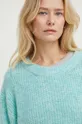 American Vintage sweter z domieszką wełny PULL ML COL ROND turkusowy EAST18FE24