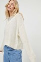 American Vintage sweter wełniany PULL ML COL V beżowy BYM18AE24