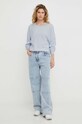 American Vintage sweter z domieszką wełny PULL ML COL BATEAU DAM225E24 niebieski SS24