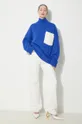 JW Anderson sweter wełniany Textured Patch Pocket Turtleneck Jumper niebieski