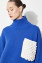 Vlněný svetr JW Anderson Textured Patch Pocket Turtleneck Jumper KW1150.YN0144.823 modrá