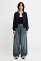 Maison Kitsuné kardigan wełniany Bold Fox Head Patch Regular Cardigan MW00508KT1036 granatowy
