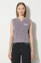 Maison Kitsuné cotton gilet Handwriting Cropped Vest violet MW00813KT1108