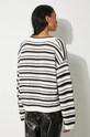 Bavlnený sveter GANNI Striped Cotton Pointelle V-neck K2239 biela SS24