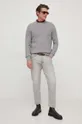 Хлопковый свитер BOSS серый