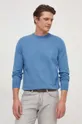niebieski BOSS sweter bawełniany Męski
