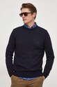 BOSS pulover de bumbac subtiri bleumarin 50506023