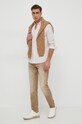 BOSS sweter wełniany 50506033 beżowy SS24