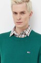 Tommy Jeans pulover de bumbac verde DM0DM18370