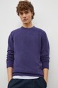 Samsoe Samsoe sweter wełniany BUTLER okrągły granatowy M17422206