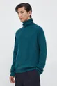 Samsoe Samsoe sweter wełniany ISAK turkusowy
