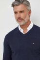 Bavlněný svetr Tommy Hilfiger námořnická modř MW0MW32022