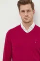 burgundské Bavlnený sveter Tommy Hilfiger