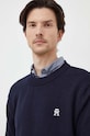 Bavlněný svetr Tommy Hilfiger námořnická modř MW0MW33505