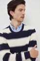 Βαμβακερό πουλόβερ Tommy Hilfiger σκούρο μπλε MW0MW33517