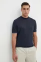 mornarsko plava Lanena majica kratkih rukava BOSS Muški