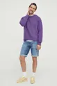 Bombažen pulover United Colors of Benetton vijolična