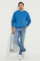 Bombažen pulover United Colors of Benetton modra