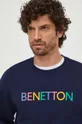 tmavomodrá Bavlnená mikina United Colors of Benetton