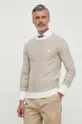beżowy Guess sweter z domieszką lnu CARL Męski