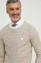 beżowy Guess sweter z domieszką lnu CARL