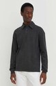 American Vintage longsleeve bawełniany SWEAT ML COL POLO bawełna szary MHOD03AE24