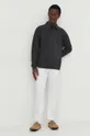 Βαμβακερή μπλούζα με μακριά μανίκια American VintageSWEAT ML COL POLO γκρί