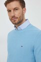 Bavlněný svetr Tommy Hilfiger modrá MW0MW34692