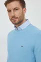 plava Pamučni pulover Tommy Hilfiger