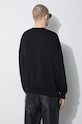 Marcelo Burlon sweter bawełniany Icon Wings Knit Boxy Crew CMHE024S24KNI0011026 czarny SS24
