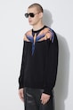 Marcelo Burlon sweter bawełniany Icon Wings Knit Boxy Crew czarny CMHE024S24KNI0011026