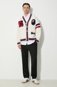 Vuneni kardigan A Bathing Ape College Badges Knit Cardigan 1J80120051 bijela SS24