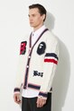 Вълнена жилетка A Bathing Ape College Badges Knit Cardigan бял 1J80120051