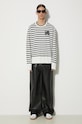 Maison Kitsuné pulover de bumbac Fox Head Intarsia Comfort Striped Jumper MM00803KT1102 bleumarin SS24
