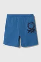 Otroške bombažne kratke hlače United Colors of Benetton modra