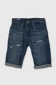 tmavomodrá Detské rifľové krátke nohavice Pepe Jeans SLIM SHORT REPAIR JR Chlapčenský