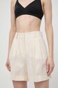 Σορτς από λινό Luisa Spagnoli μπεζ 541086