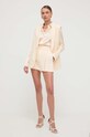Twinset szorty z domieszką lnu 241TT2103 beżowy SS24