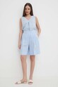 United Colors of Benetton szorty lniane 4AGHD900D niebieski SS24