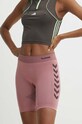 Hummel pantaloni scurți de antrenament First Seamless tricotaj roz 212556