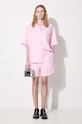 Lanene kratke hlače Pangaia DNA Linen Mid Length Shorts 10001972 roza SS24