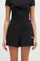 Rotate szorty bawełniane High Waist gładkie czarny 112455100