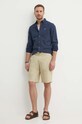 Sisley pantaloni scurti din in 4AGHS9010 bej SS25