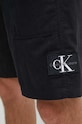 Šortky s prímesou ľanu Calvin Klein Jeans čierna J30J325475