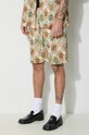 Drôle de Monsieur linen shorts Le Short Jeu de Cartes orange D.BS138.LI002.PC