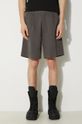 Human Made pantaloni scurti din bumbac Skater Shorts uni gri HM27PT021