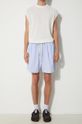 MKI MIYUKI ZOKU pantaloncini in cotone Striped Shorts blu STRIPED.SHORTS