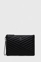 Tory Burch kopertówka skórzana Kira Chevron Pave Logo Pouch nie mieści A4 czarny 153103.001