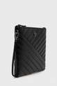 Tory Burch kopertówka skórzana Kira Chevron Pave Logo Pouch 153103.001 czarny SS24